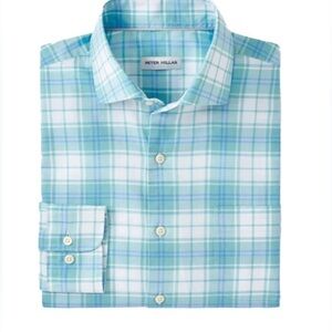 Peter Millar Summer Soft 100 percent Cotton Sport Shirt Plaid Button Up NWT 2XL